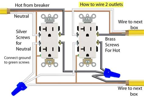 electrical hookup for switch and double receptacle in one box|two outlets in one box.